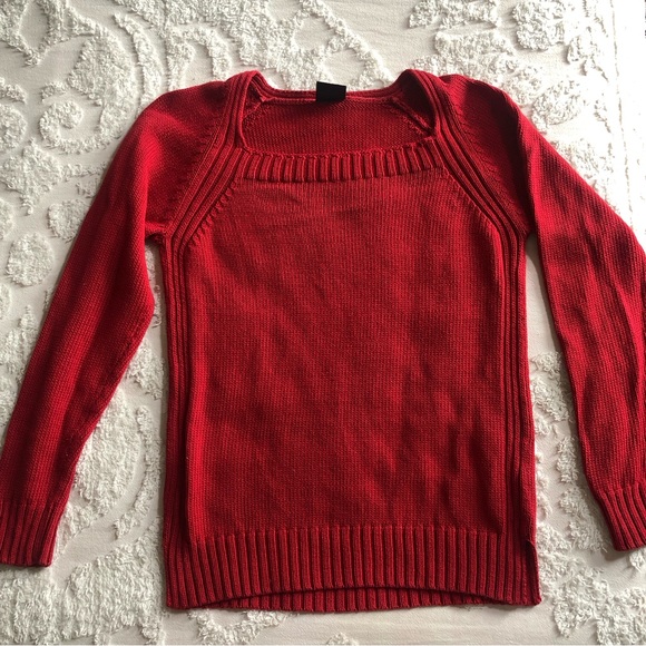🍒 cherry red vtg knit cotton sweater - Picture 3 of 7